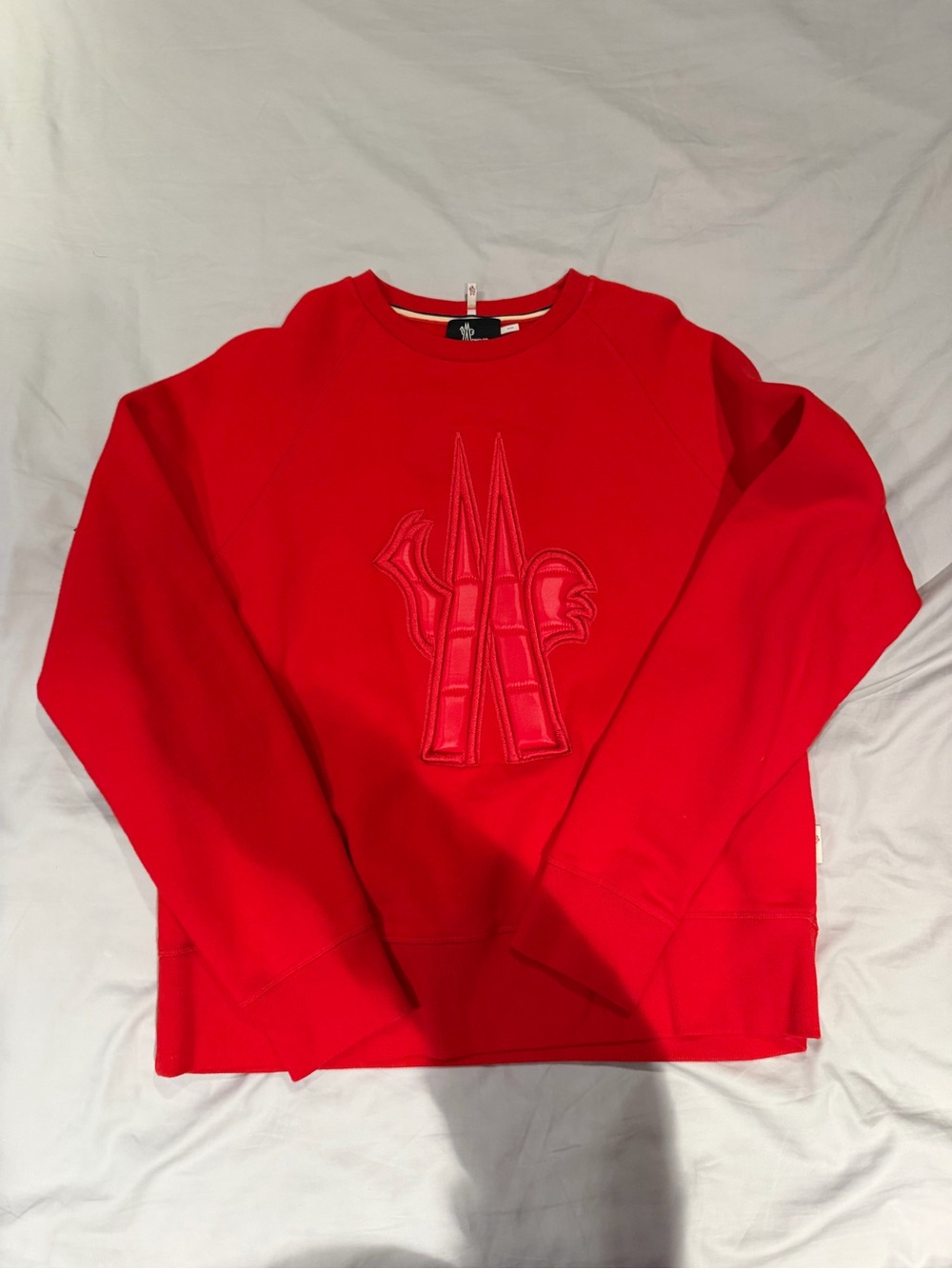 Moncler Red Embroidered Logo Crewneck Sweater
